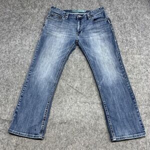 Rock & Roll Denim Jeans Mens 36x30 Blue Revolver Straight Slim Straight Western